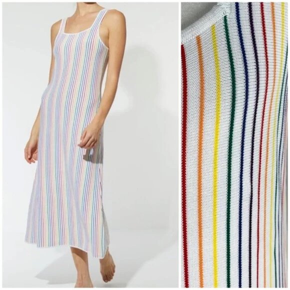 Solid & Striped Kimberly Rainbow Stripe Dress, Size Large - Picture 1 of 6